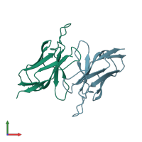 PDB entry 4lve coloured by chain, front view.