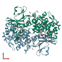 PDB entry 4lvf coloured by chain, front view.