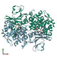 PDB entry 4lvg coloured by chain, front view.