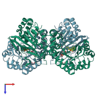 PDB entry 4lvg coloured by chain, top view.