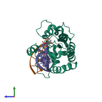 PDB entry 4lvl coloured by chain, side view.