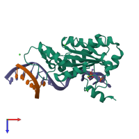 PDB entry 4lvl coloured by chain, top view.