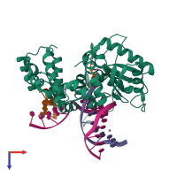 PDB entry 4lvs coloured by chain, top view.