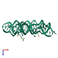 PDB entry 4lvv coloured by chain, top view.
