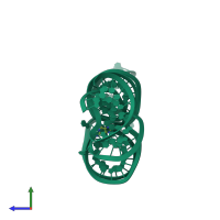 PDB entry 4lvz coloured by chain, side view.