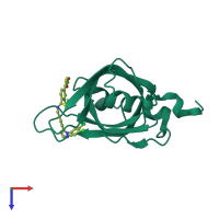 PDB entry 4lwc coloured by chain, top view.