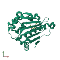 PDB entry 4lwf coloured by chain, front view.