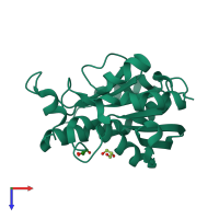 PDB entry 4lwq coloured by chain, top view.