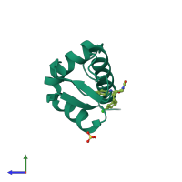 PDB entry 4lwt coloured by chain, side view.