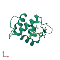 Monomeric assembly 1 of PDB entry 4lwu coloured by chemically distinct molecules, front view.