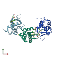 PDB entry 4lwv coloured by chain, front view.