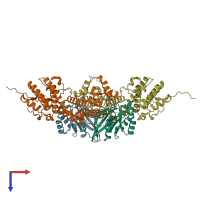 PDB entry 4lwz coloured by chain, top view.