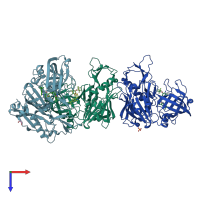 PDB entry 4lxa coloured by chain, top view.