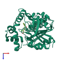 PDB entry 4lxh coloured by chain, top view.