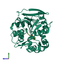 PDB entry 4lxi coloured by chain, side view.