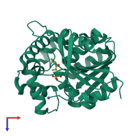 PDB entry 4lxi coloured by chain, top view.