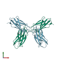 PDB entry 4lxo coloured by chain, front view.