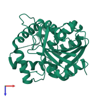 PDB entry 4lyd coloured by chain, top view.