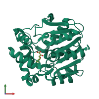 PDB entry 4lye coloured by chain, front view.