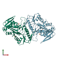 PDB entry 4lyg coloured by chain, front view.
