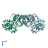 PDB entry 4lyg coloured by chain, top view.