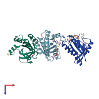 PDB entry 4lyh coloured by chain, top view.