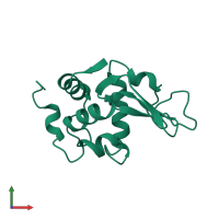 PDB entry 4lym coloured by chain, front view.
