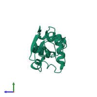 PDB entry 4lym coloured by chain, side view.