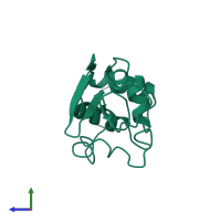 PDB entry 4lyo coloured by chain, side view.