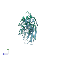 PDB entry 4lyt coloured by chain, side view.