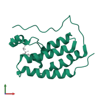 Bromodomain-containing protein 4 in PDB entry 4lyw, assembly 1, front view.