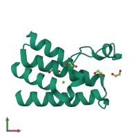 Monomeric assembly 1 of PDB entry 4lz2 coloured by chemically distinct molecules, front view.