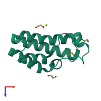 Monomeric assembly 1 of PDB entry 4lz2 coloured by chemically distinct molecules, top view.