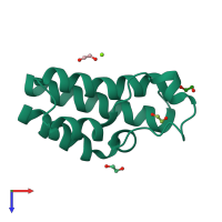 PDB entry 4lz2 coloured by chain, top view.