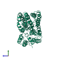 PDB entry 4lz6 coloured by chain, side view.