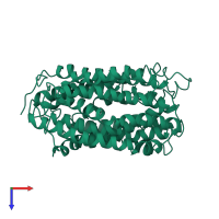 PDB entry 4lz6 coloured by chain, top view.