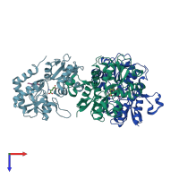 PDB entry 4lz7 coloured by chain, top view.