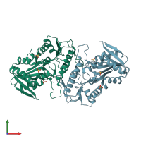PDB entry 4lzn coloured by chain, front view.