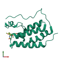 PDB entry 4lzr coloured by chain, front view.