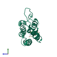 PDB entry 4lzr coloured by chain, side view.