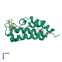 PDB entry 4lzr coloured by chain, top view.