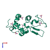 PDB entry 4lzt coloured by chain, top view.