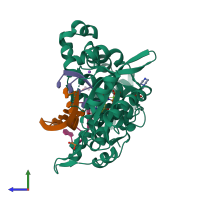 PDB entry 4m04 coloured by chain, side view.