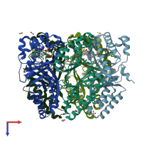 PDB entry 4m09 coloured by chain, top view.