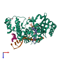 PDB entry 4m0a coloured by chain, top view.