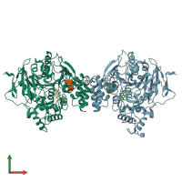 PDB entry 4m0e coloured by chain, front view.