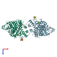 PDB entry 4m0e coloured by chain, top view.