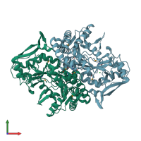 PDB entry 4m0g coloured by chain, front view.
