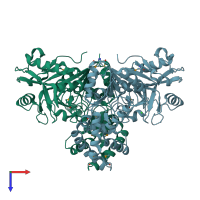 PDB entry 4m0g coloured by chain, top view.
