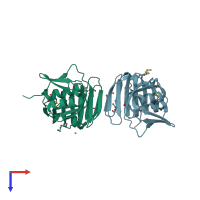 PDB entry 4m0h coloured by chain, top view.